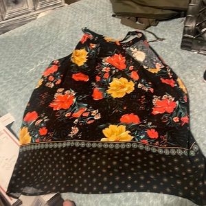 Red and yellow flower tank top